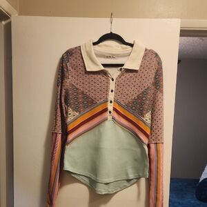 We The Free Multicolor Geometric Button Down Shirt